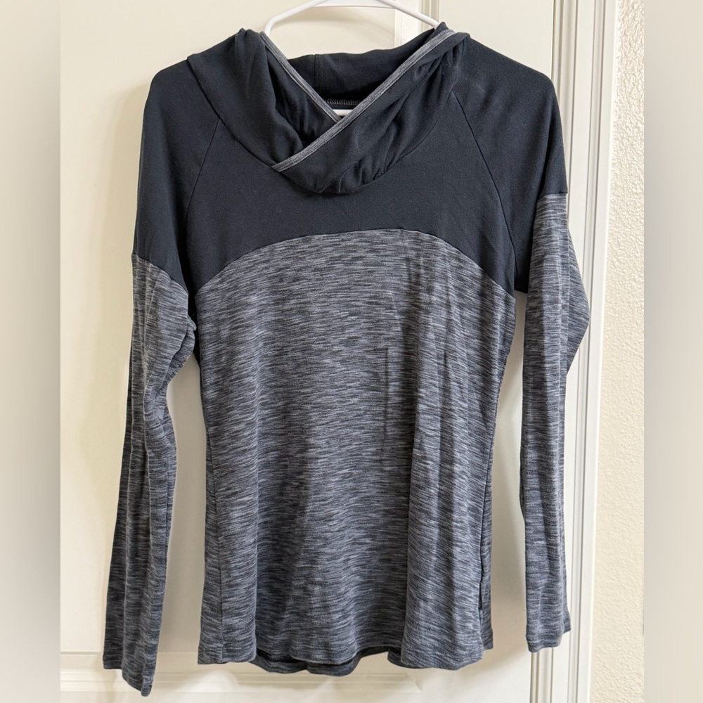 Gray and Black Long Sleeve Tee with Hood